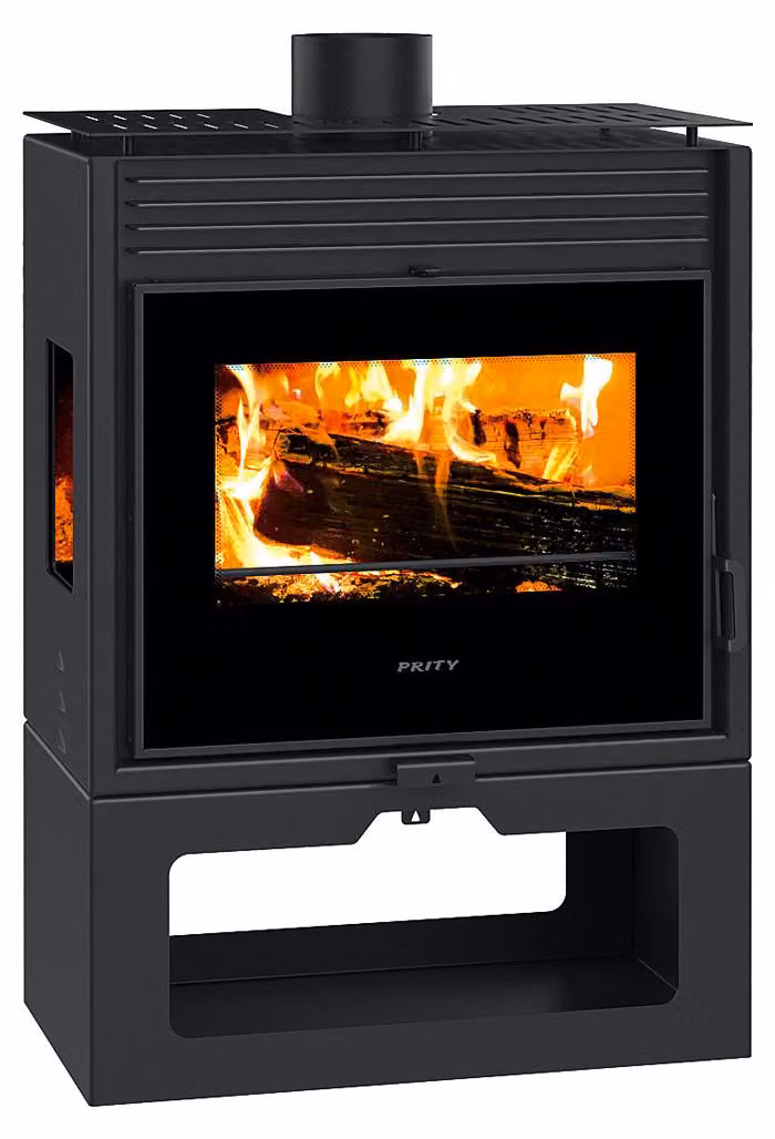 PRITY PM3 E, Stufa a legna vetrata su tre lati, 10,8 kW, Classe A+, Ø 150 mm