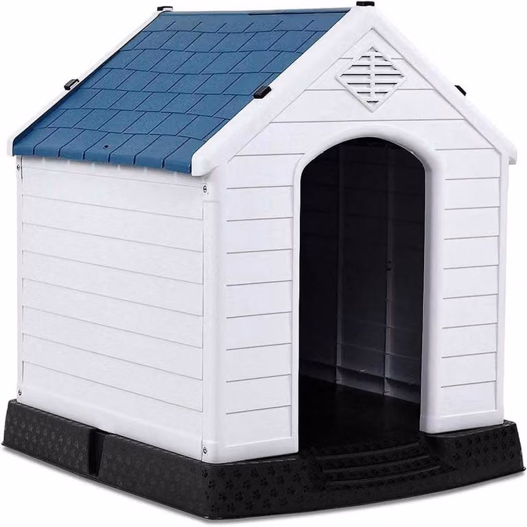 Cuccia per cani – Rifugio per animali – Tenda per cani in plastica – Resistente alle intemperie – Fondo rialzato – Adatta sia per interni che per esterni