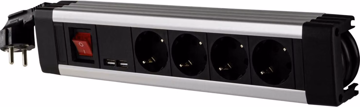 Presa REV a 4 vie + interruttore KS USB SupraLine nero