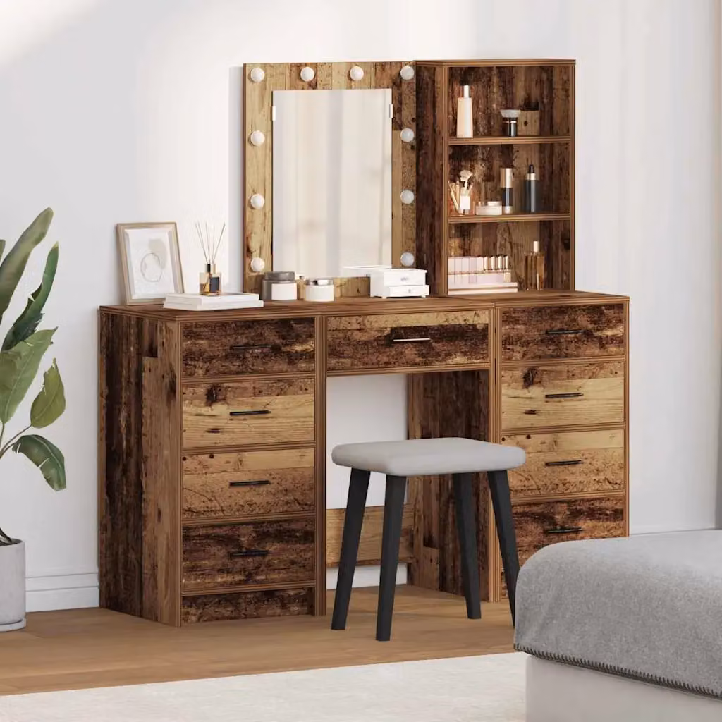 vidaXL Tavolo da Trucco Moderno in Legno Marrone L/P/H: 40 x 41 x 135 cm