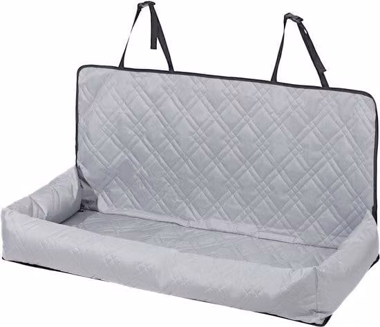 Cuccia per cani - Rialzo per cuccia auto - Impermeabile - Con cintura di sicurezza removibile - Rivestimento in poliestere e plastica - Adatta a cani fino a 45 kg - Per cani di taglia media e grande - Grigio