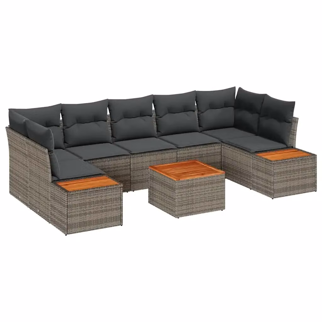Set Divano da Giardino vidaXL 8 Pezzi in Rattan Grigio con Cuscini e Tavolino da Esterno – 2