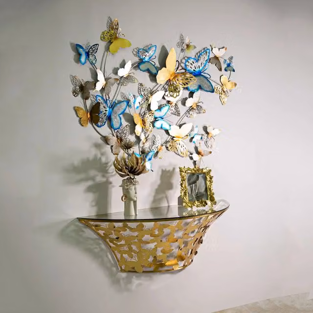 Azrou, Consolle un Ripiano, 120x41x37h cm oro