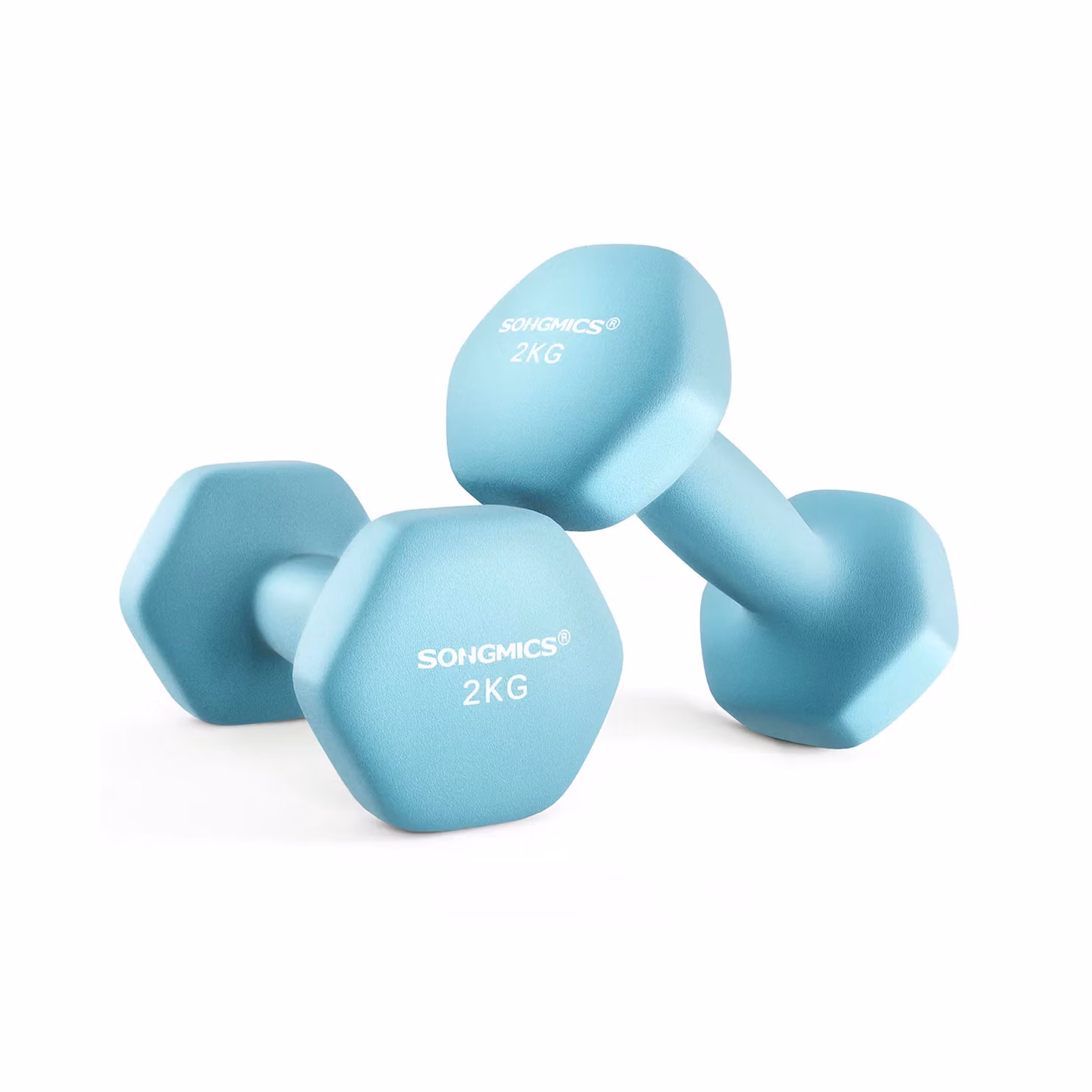 Set di 2 Manubri 2x5 kg con Superficie in Vinile Grigio, Blu Pallido / 2x2 kg
