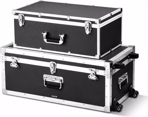 Set di 2 valigette da trasporto VEVOR in metallo con ruote e maniglie, custodia per stoccaggio con serratura, colore nero