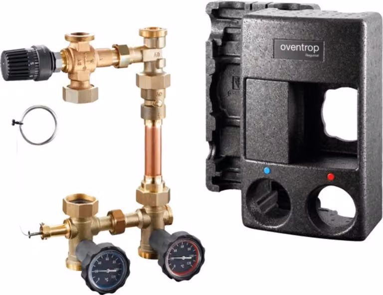 Sistema di collegamento per caldaie Oventrop Regumat RTA-180 DN 25 senza pompa, con isolamento universale