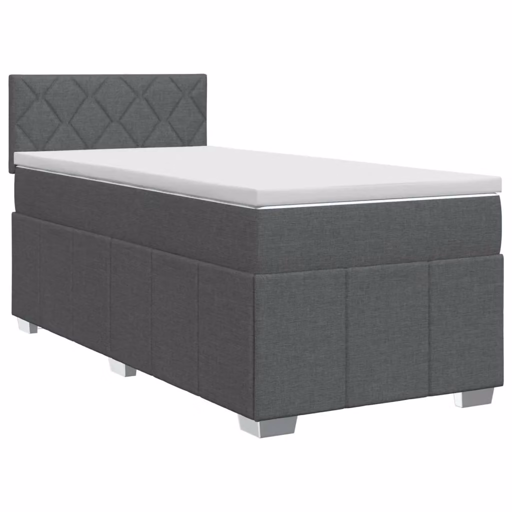 Letto box spring con materasso vidaXL in tessuto grigio e bianco con base a sollevamento L/P/H: 90 x 190 cm – 2