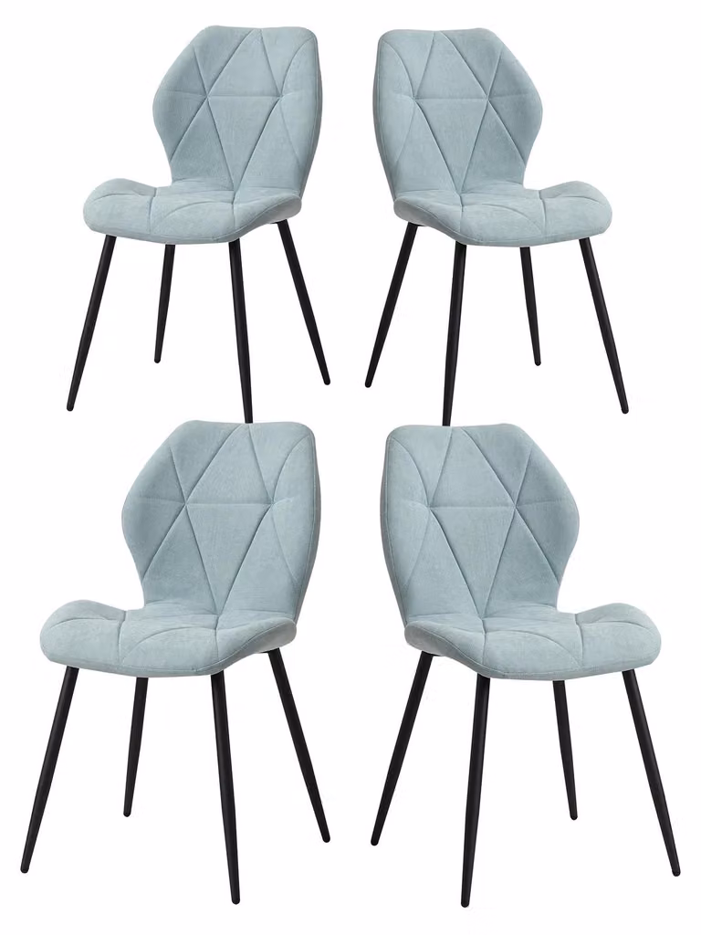 Set di 4 sedie da pranzo - Sedia per cucina - Design moderno minimalista - Gambe in metallo - Senza braccioli - Adatte per cucina e sala da pranzo - Verde menta