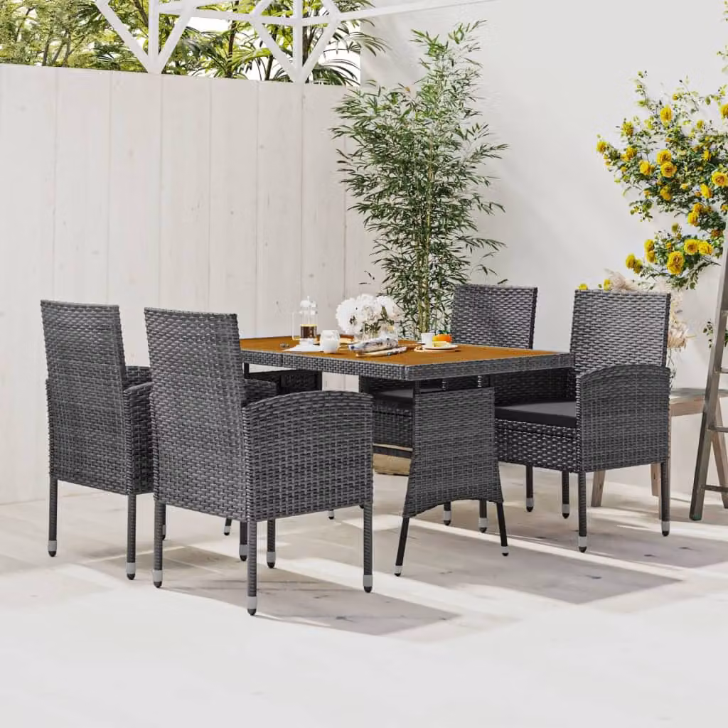 Maison Exclusive - Set da pranzo da giardino in polyrattan grigio, 5 pezzi