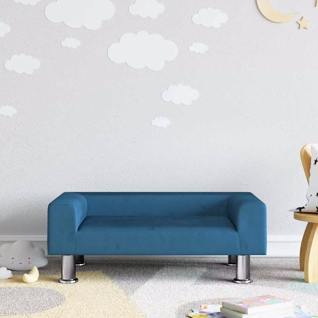 Divano per bambini vidaXL in velluto blu L 70 cm, P 45 cm, H 26,5 cm