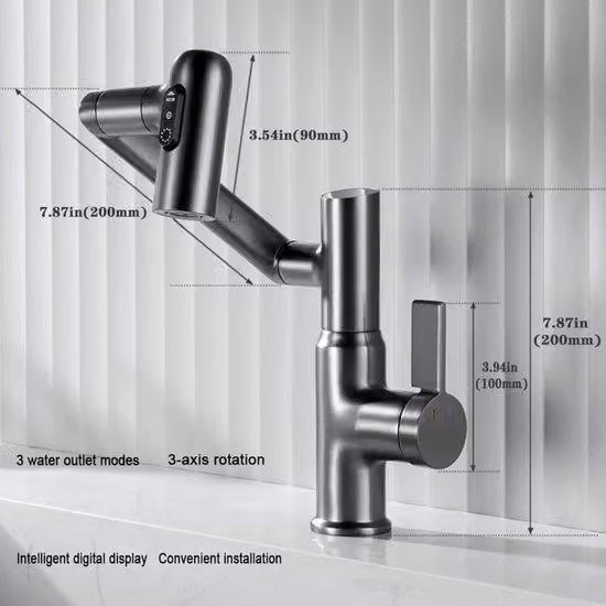 Rubinetto termostatico intelligente, comando a leva – Rubinetto per bagno e cucina (cromato, grigio)