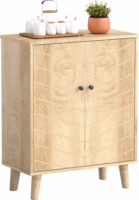 Mobile multiuso HOMCOM in stile vintage per cucina e soggiorno con due ripiani interni, L 60 cm x P 30 cm x H 76 cm, marrone e beige