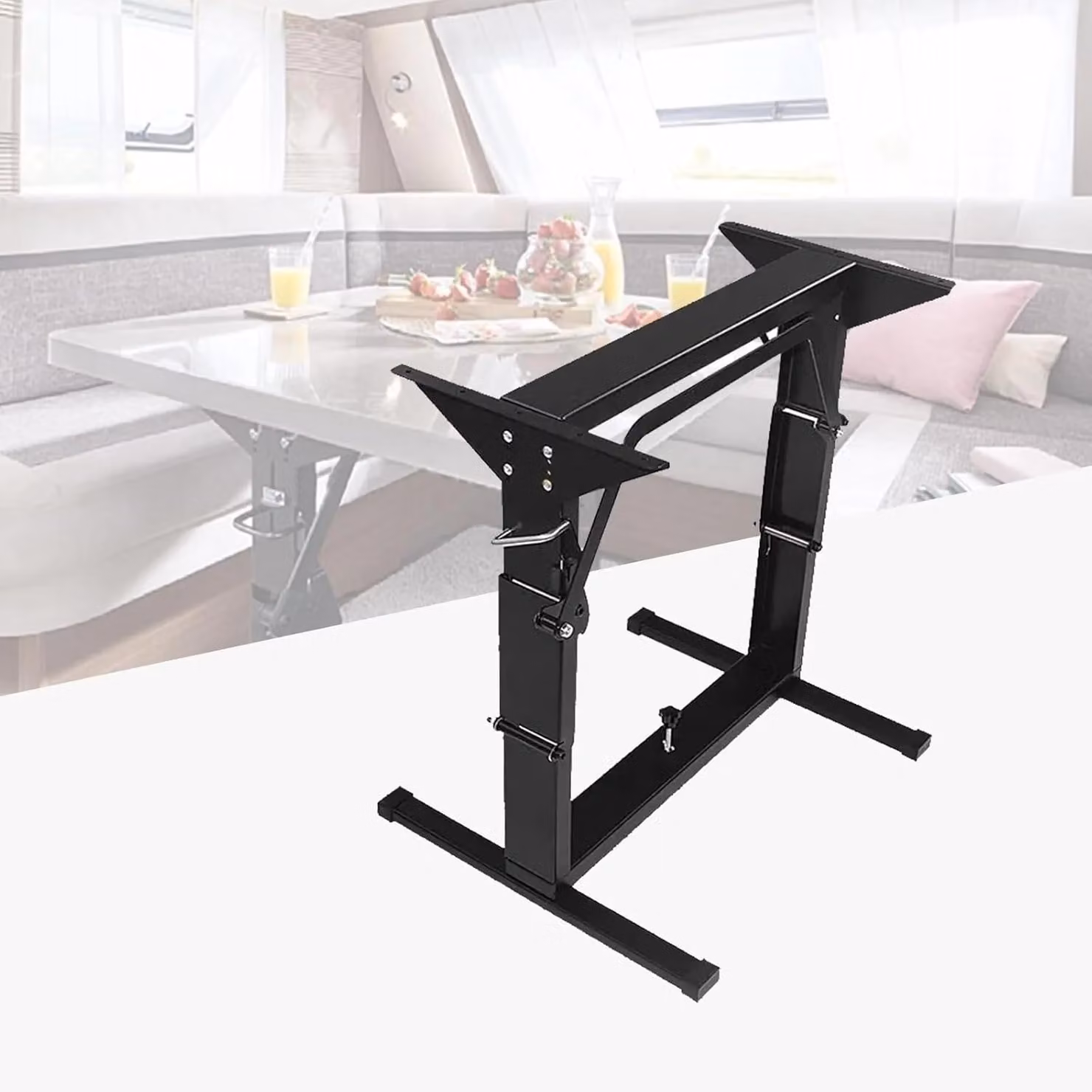 Gamba pieghevole per tavolo e struttura letto per camper - Piedino per tavolo HW-RTL70 - Base per tavolo da pranzo per camper - Adatto per camper, barche, uso esterno - Salvaspazio - Nero