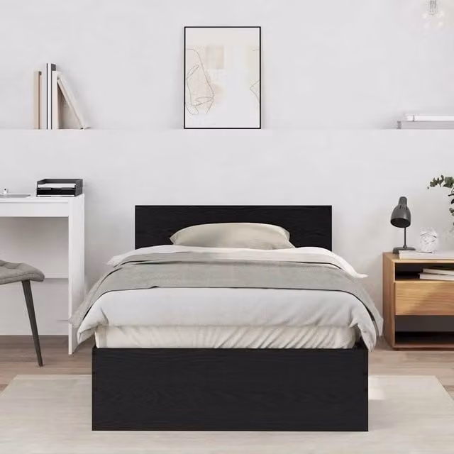 Struttura letto moderna con testata vidaXL in legno nero L: 100 cm, P: 200 cm, H: 104 cm – 1