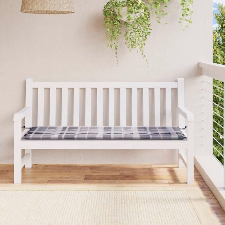vidaXL Cuscino per Panca a Quadri Grigio Multicolore L: 150 cm, P: 50 cm, H: 3 cm in Tessuto Oxford Idrorepellente e Traspirante