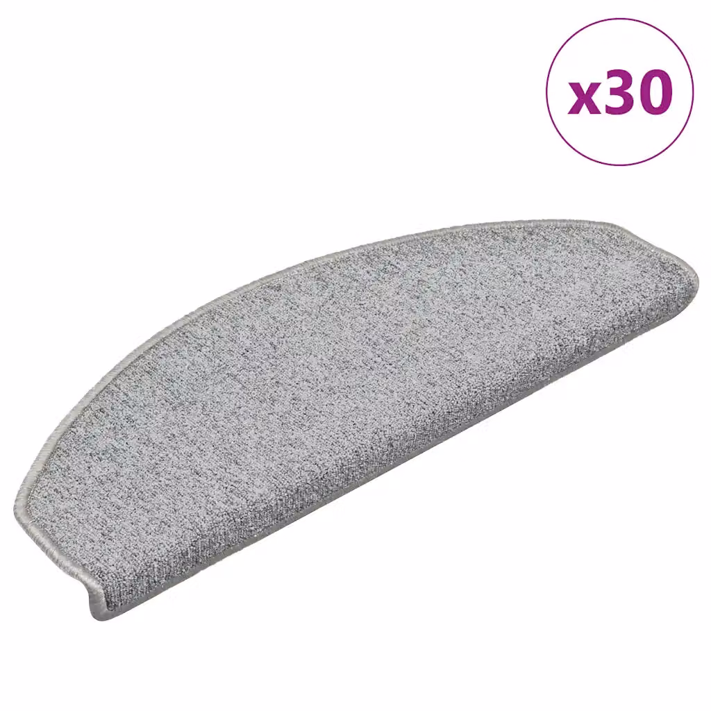 vidaXL Set di 30 Tappetini per Scale Autoadesivi Antiscivolo in Polipropilene, Grigio o Bianco, L 65 x P 24 x H 4 cm