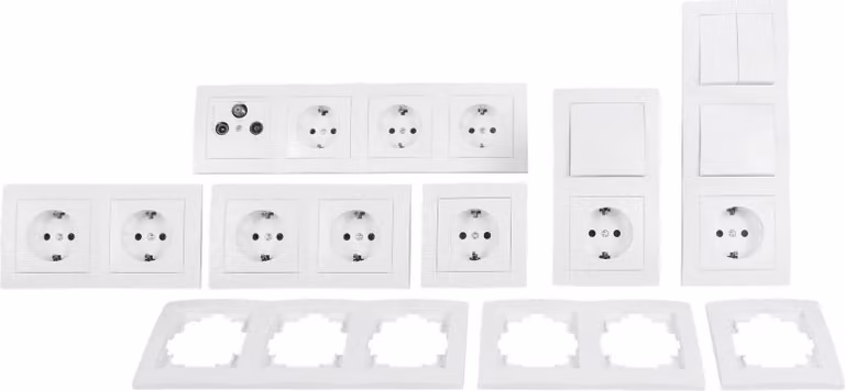 set di 23 pezzi per interruttori e prese di corrente FLAIR "Komfort", bianco, opaco