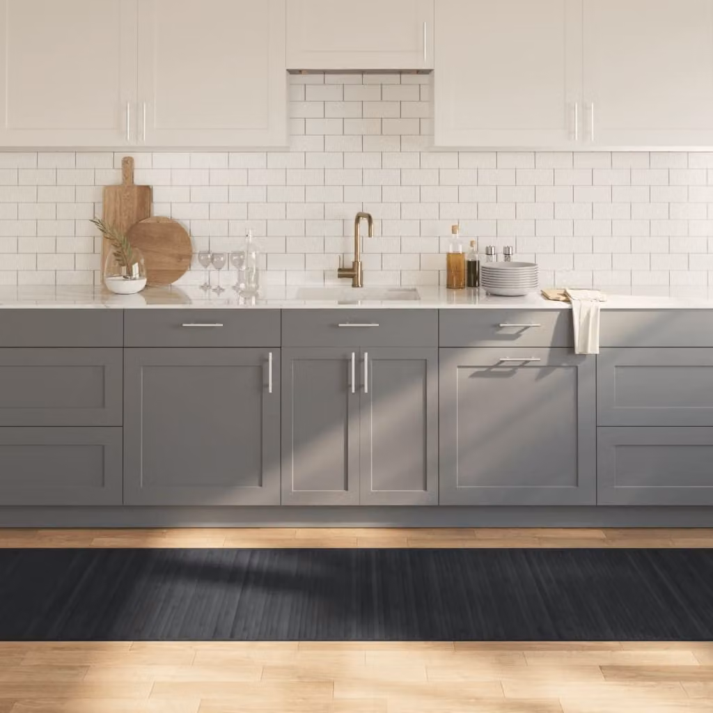 Tappeto rettangolare moderno vidaXL in bambù e polipropilene grigio, L: 80 cm, P: 400 cm
