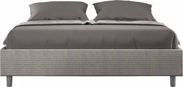 Letto Matrimoniale Sommier Azelia Labirinto 02 Grigio con Contenitore e Rete in Legno L: 160 cm, P: 210 cm, H: 39 cm