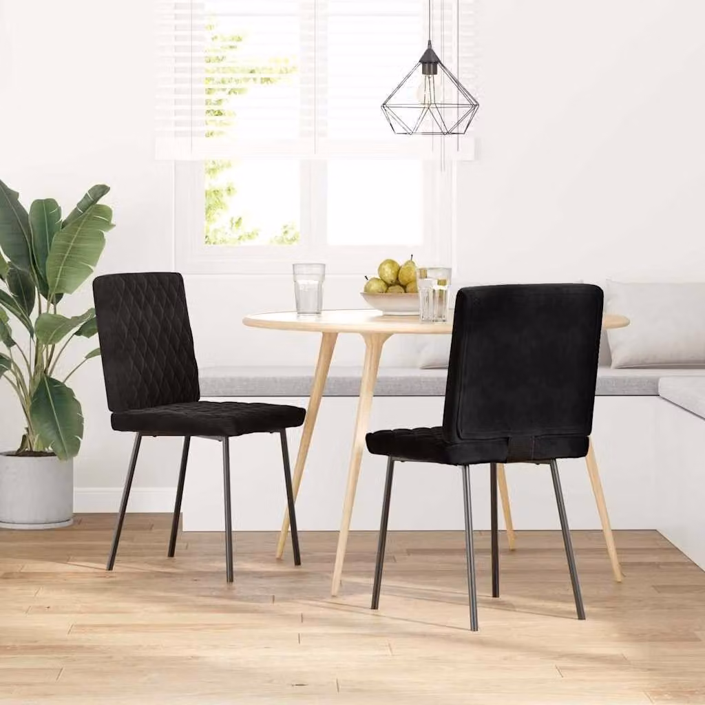 Set di 2 sedie da pranzo in velluto nero