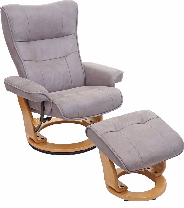 MCA reclinabile Montreal, sgabello per poltrona TV, tessuto/tessuto portata 130 kg ~ grigio chiaro, marrone naturale