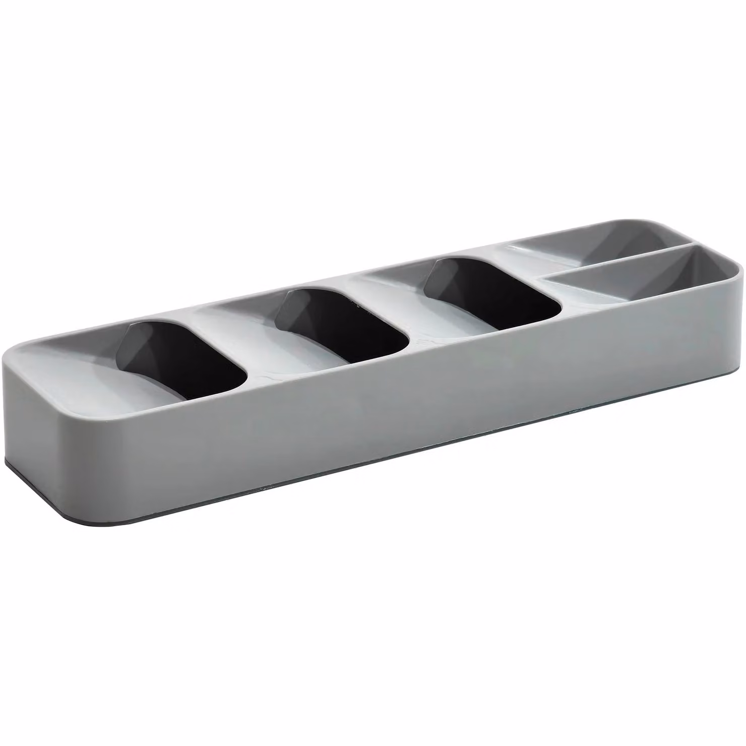 Gusto Casa Portaposate in plastica con 5 scomparti, Grigio, H 5,5 x L 39,6 x P 11 cm