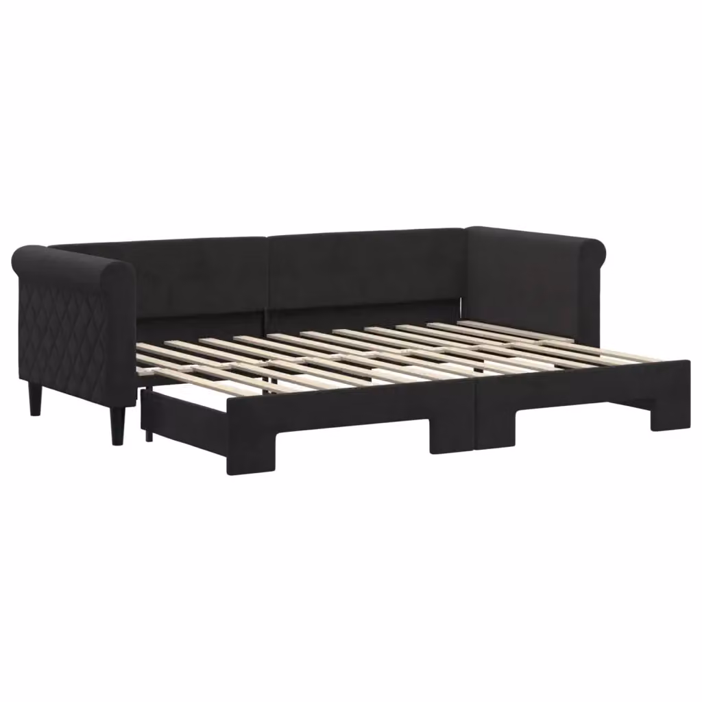 Divano Letto con Letto Estraibile vidaXL in Velluto Nero per Soggiorno e Camera da Letto L/P/H: 229 x 90 x 68 cm con Letto 80x200 cm – 2