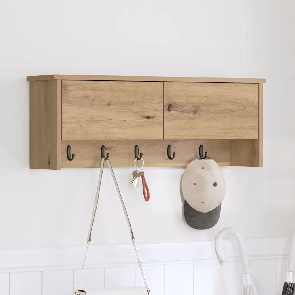 Appendiabiti a muro moderno vidaXL in legno color marrone L: 80 cm, P: 20 cm, H: 30 cm