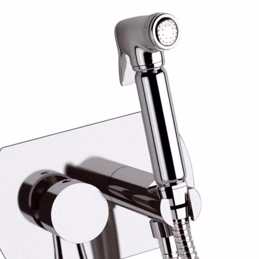 Miscelatore incasso con shut-off Remer, set doccia con doccetta, supporto e flessibile in ottone cromato argento – 2
