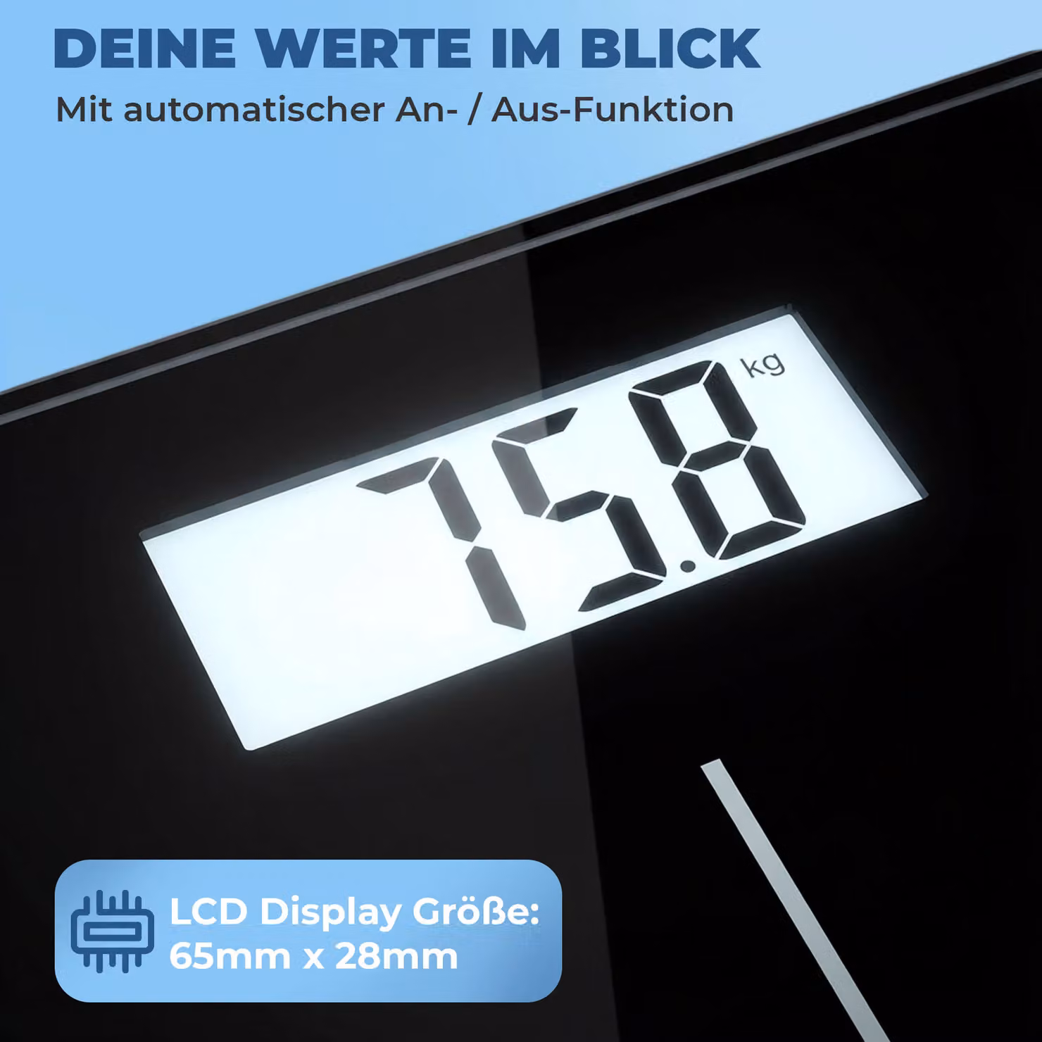Bilancia digitale personale Monzana nera con sensori DMS e display LCD – 3