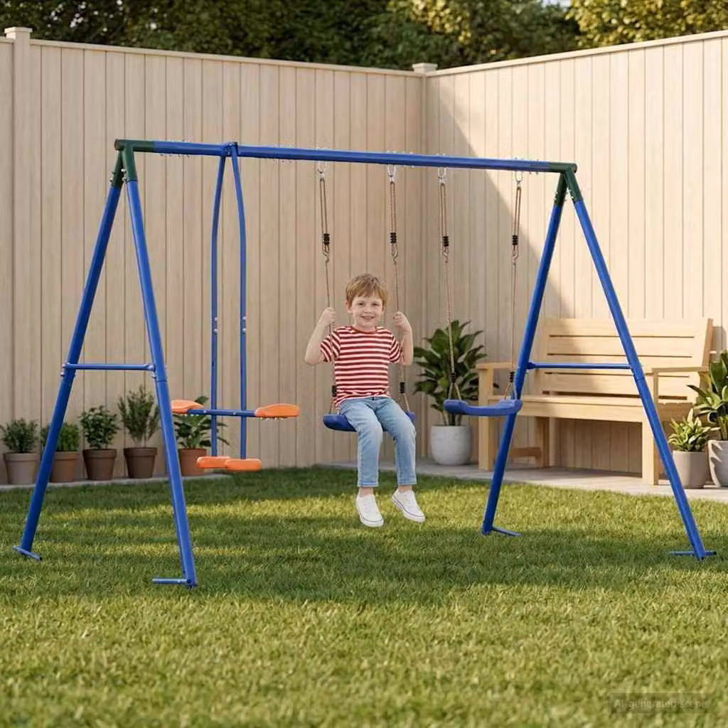 Set di altalene da giardino vidaXL multicolore in metallo e plastica con altezza regolabile