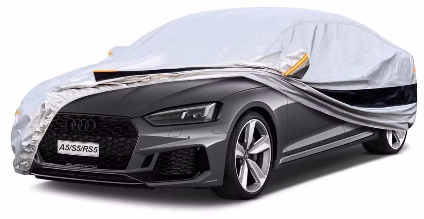 Copertura protettiva per auto, compatibile con Audi A5 (2006-2024), a 10 strati, 100% impermeabile, traspirante, con protezione UV, colore argento