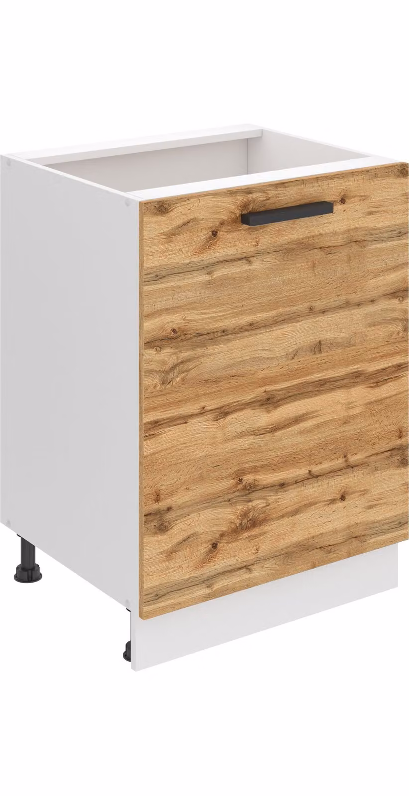 Base da cucina Belini, base da cucina larga 60 cm. Base per cucina SD senza piano di lavoro. Mobile da cucina a 1 anta, rovere Wotan