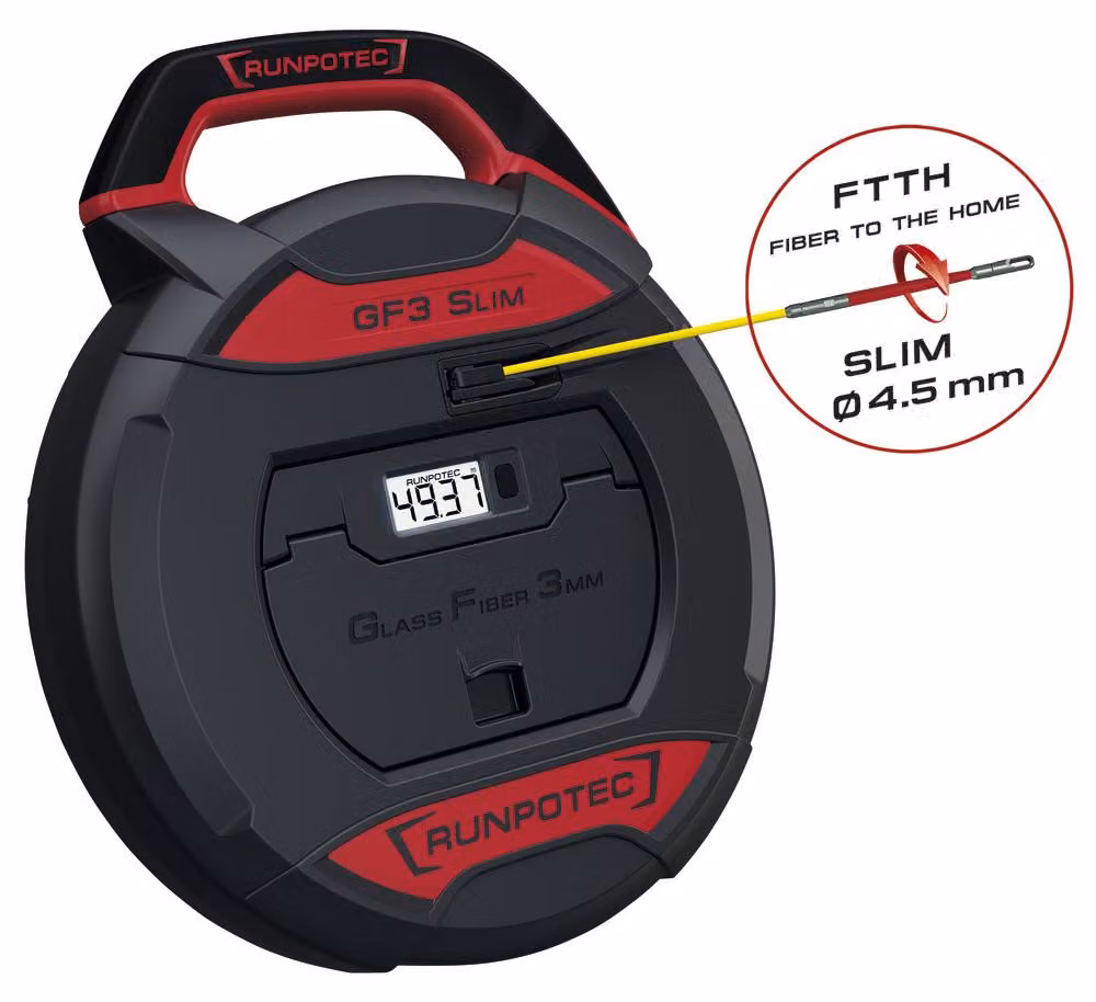 RUNPOTEC strumento di trazione cavi incl. GF3 SLIM - contametri digitale, lunghezza: 50 10209