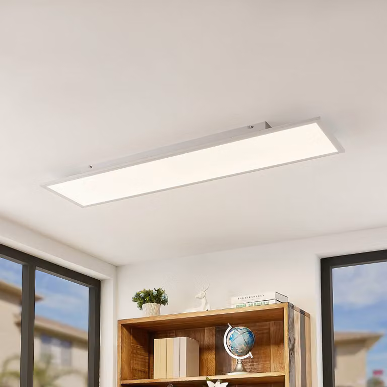 Plafoniera a LED Quais Lindby, Bianco / Opale, Cucina, Alluminio, Moderno, Plafoniera LED