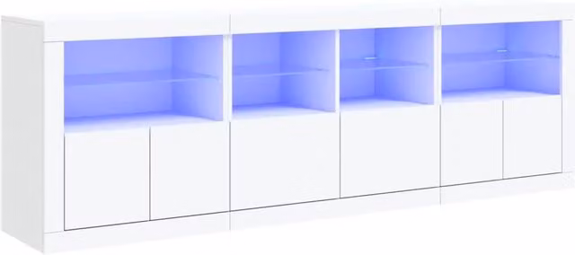 Credenza | Madia | Buffet da pranzo | Armadio da pranzo con Luci LED Bianca 202x37x67 cm