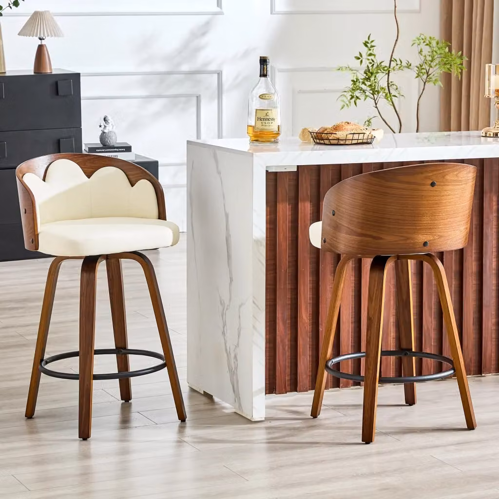 Set di 2 sgabelli da bar WISHDOR con schienale floreale bianco e poggiapiedi in metallo, design moderno – 2