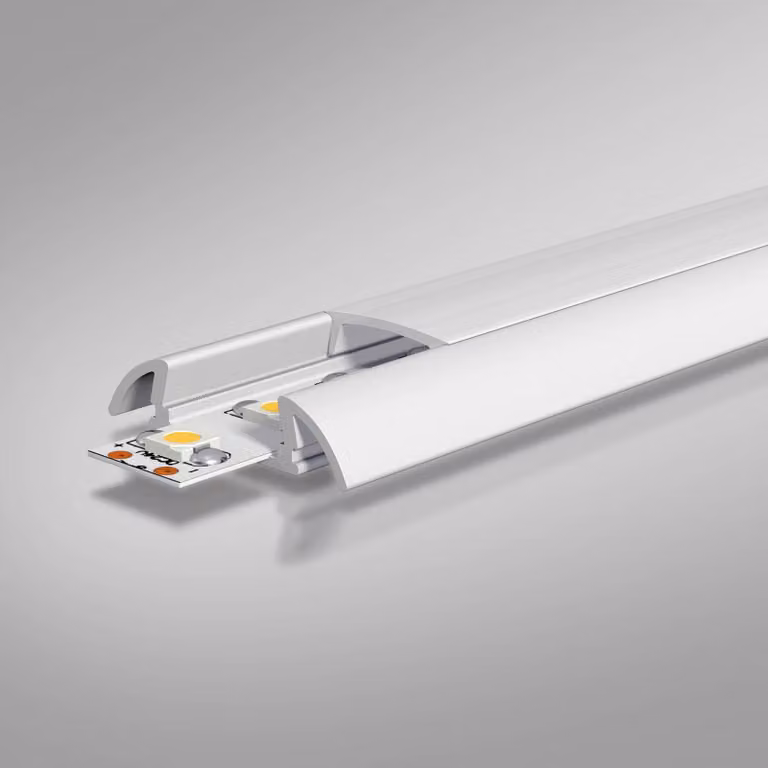 EVN APFLAT2 profilo alluminio a U 200cm, tondato, Alluminio / Grigio / Zincato, Alluminio