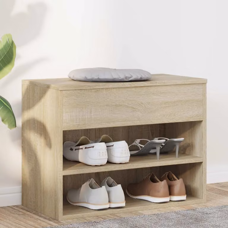 Panca porta scarpe moderna vidaXL in legno Rovere Sonoma, L 60 cm x P 30 cm x H 45 cm