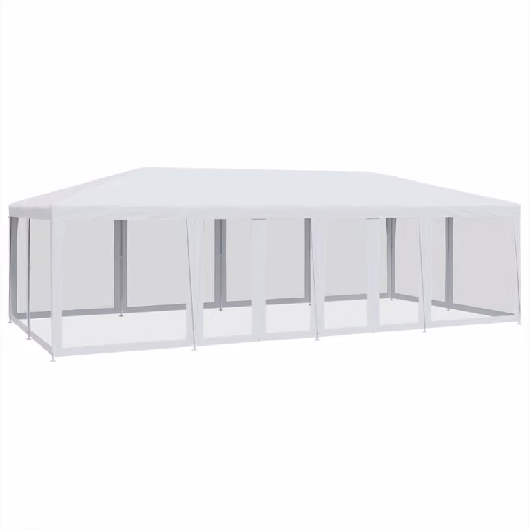 Tenda per Feste con 12 Pareti Laterali in Rete Bianco 8x4m HDPE