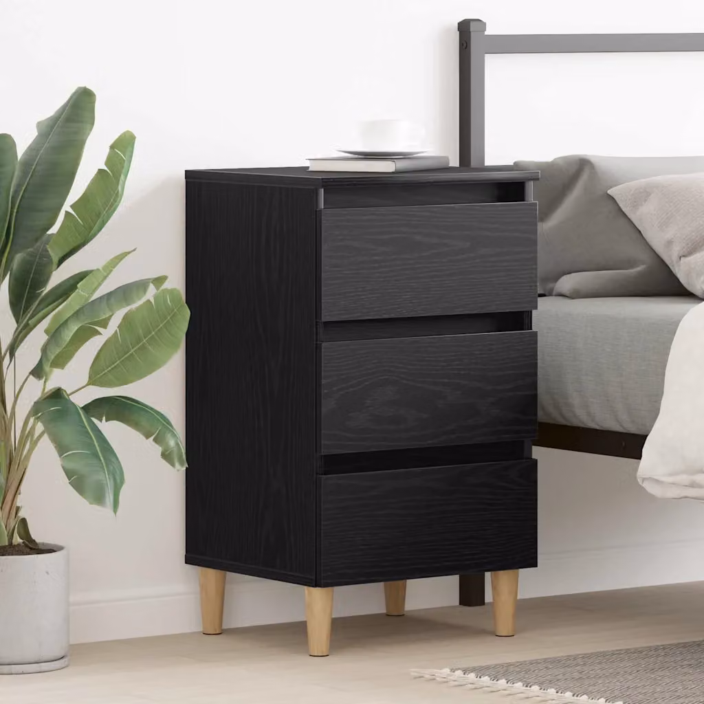 vidaXL Armadio da Notte in MDF Nero Rustico L: 40 cm, P: 35 cm, H: 69 cm