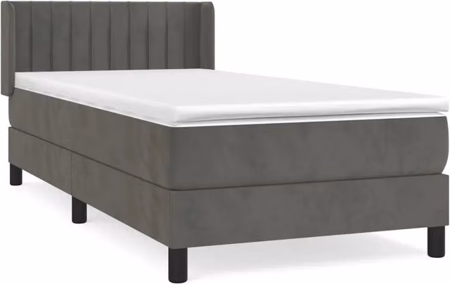 Letto singolo | Letto per adulti | Giroletto a Molle con Materasso Grigio Scuro 100x200 cm Velluto