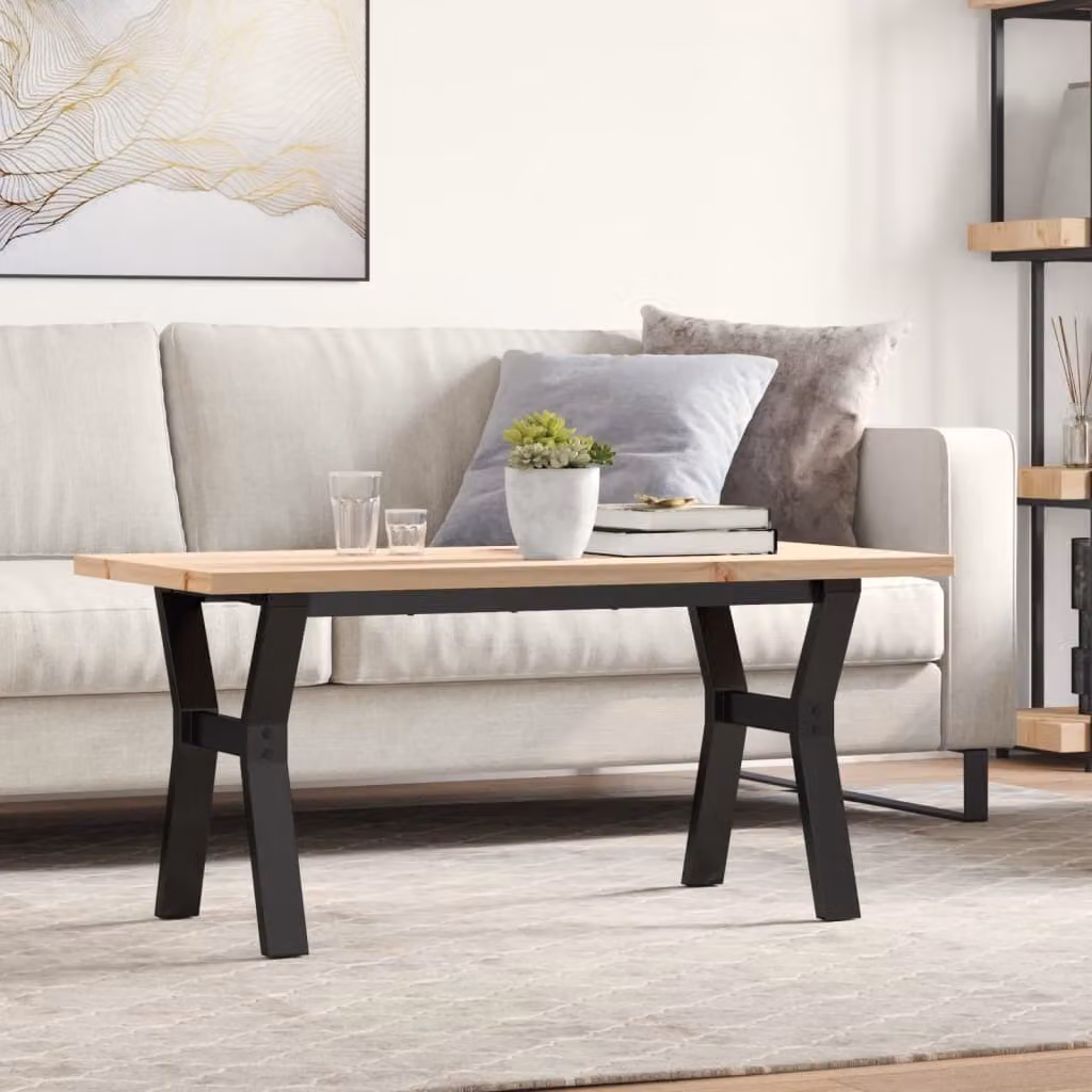 Maison Exclusive - Tavolino Salotto Telaio a Y 100x50x45,5 cm Legno Pino e Acciaio