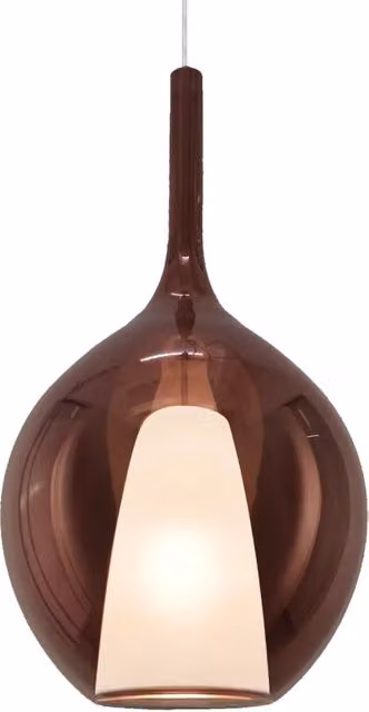 Sospensione Contemporanea Kalique Vetro Rame Bianco E Cromo 1 Luce E27 H53Cm