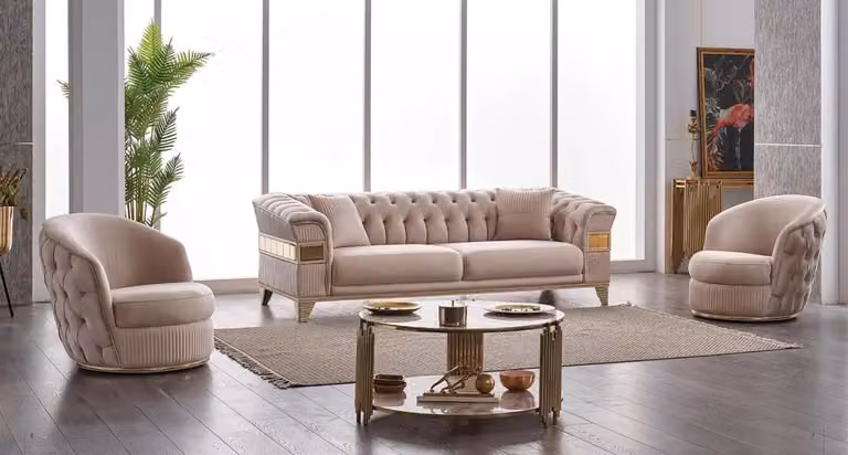 Wohnzimmer Sofagarnitur 3tlg Design Luxus Polstermöbel 3+1+1 Sitzer
