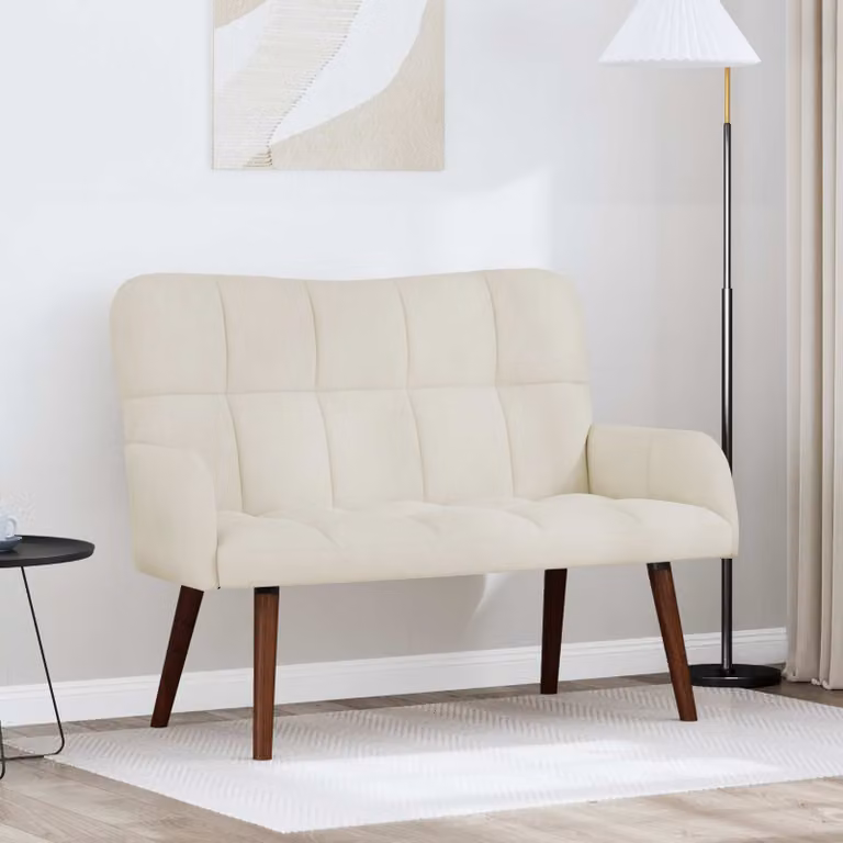 vidaXL Divano a 2 Posti in Velluto Beige L: 115 cm, P: 61 cm, H: 87 cm