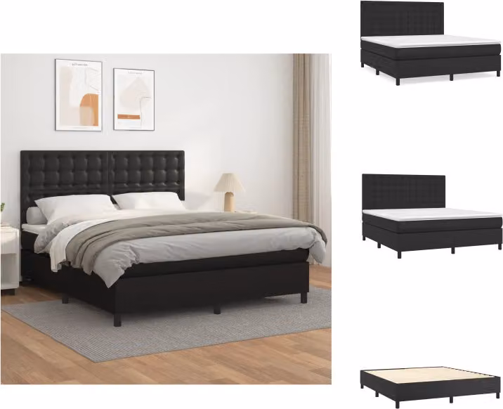 vidaXL Letto a molle con materasso nero 160x200 cm in Pelle finta - Letti & strutture letto