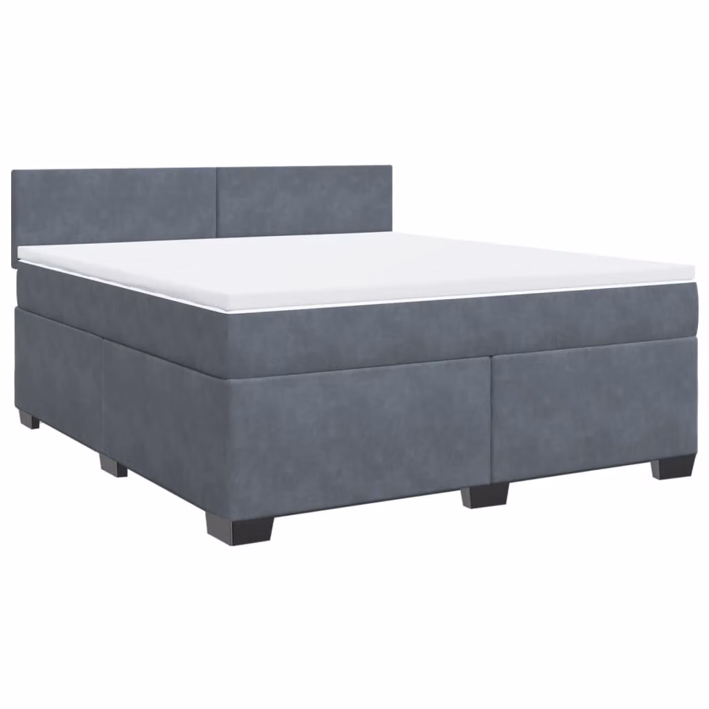 Giroletto a Molle con Materasso Grigio Scuro 180x200 cm Velluto