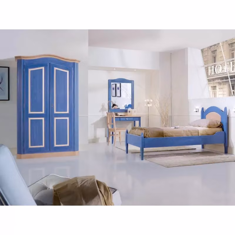 Armadio shabby chic in legno di abete con 2 ante Mobili 2G L/P/H: 131 x 63 x 214 cm, blu e marrone – 3
