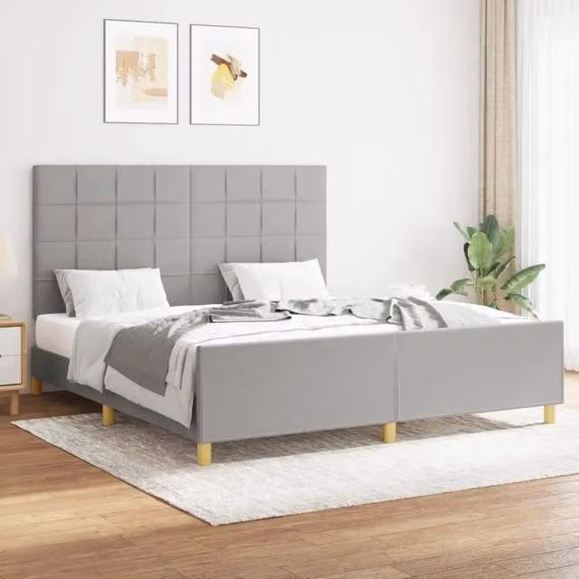 Giroletto vidaXL senza materasso in tessuto grigio chiaro L/P/H: 160 x 200 x 31 cm